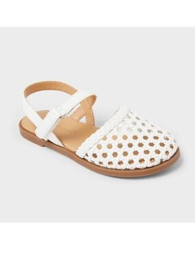Kids White Braided Slingback Sandals